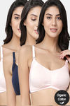 InnerSense Organic Cotton Anti Microbial Soft Nursing Bra With Removable Pads (Pack Of 3) - Multicolor — thumbnail 1
